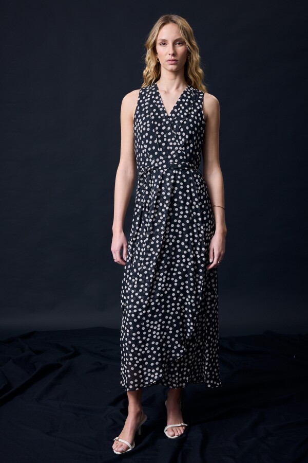 Vestido Maxi Lunares NEGRO/BEIGE