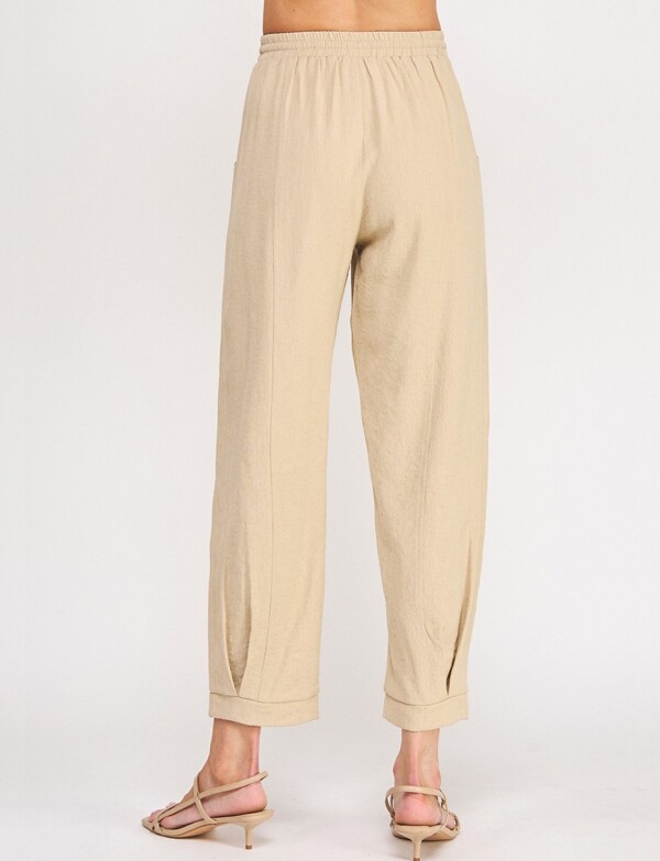 Pantalon Lino Pretina Elastizada BEIGE
