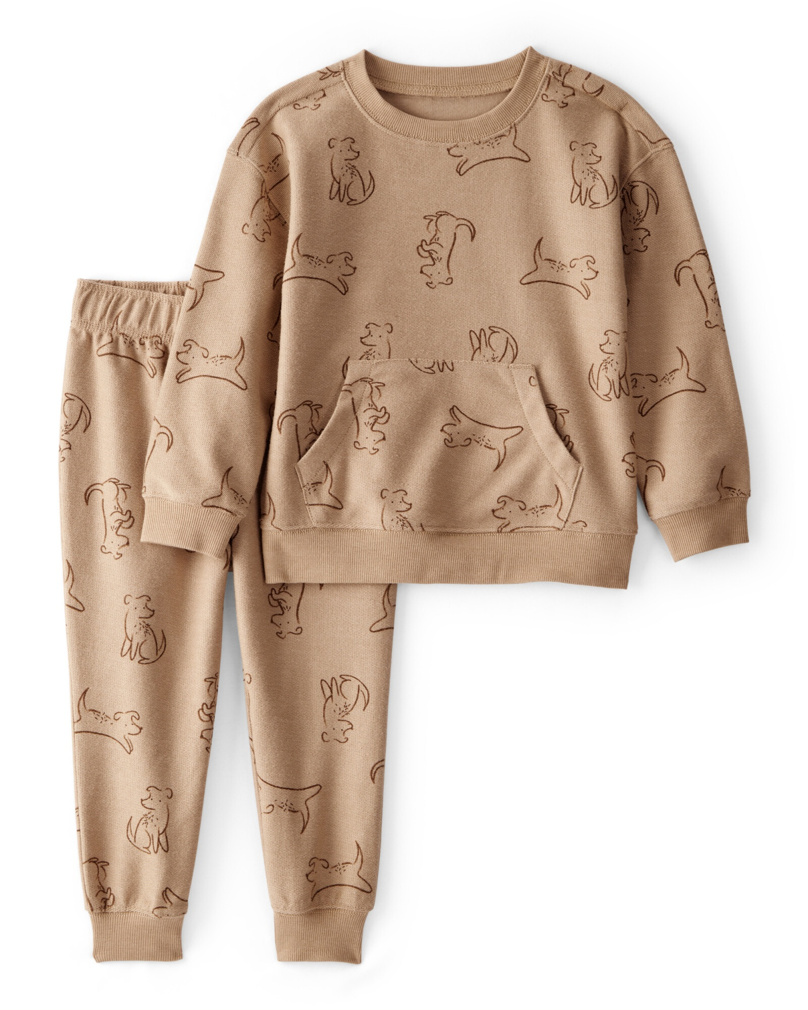 Set dos piezas de algodón, pantalón y buzo, diseño perros Sin color