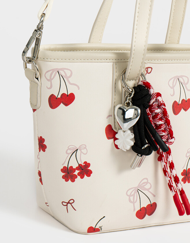 City Cartera City Con Charm - Blanco Crudo
