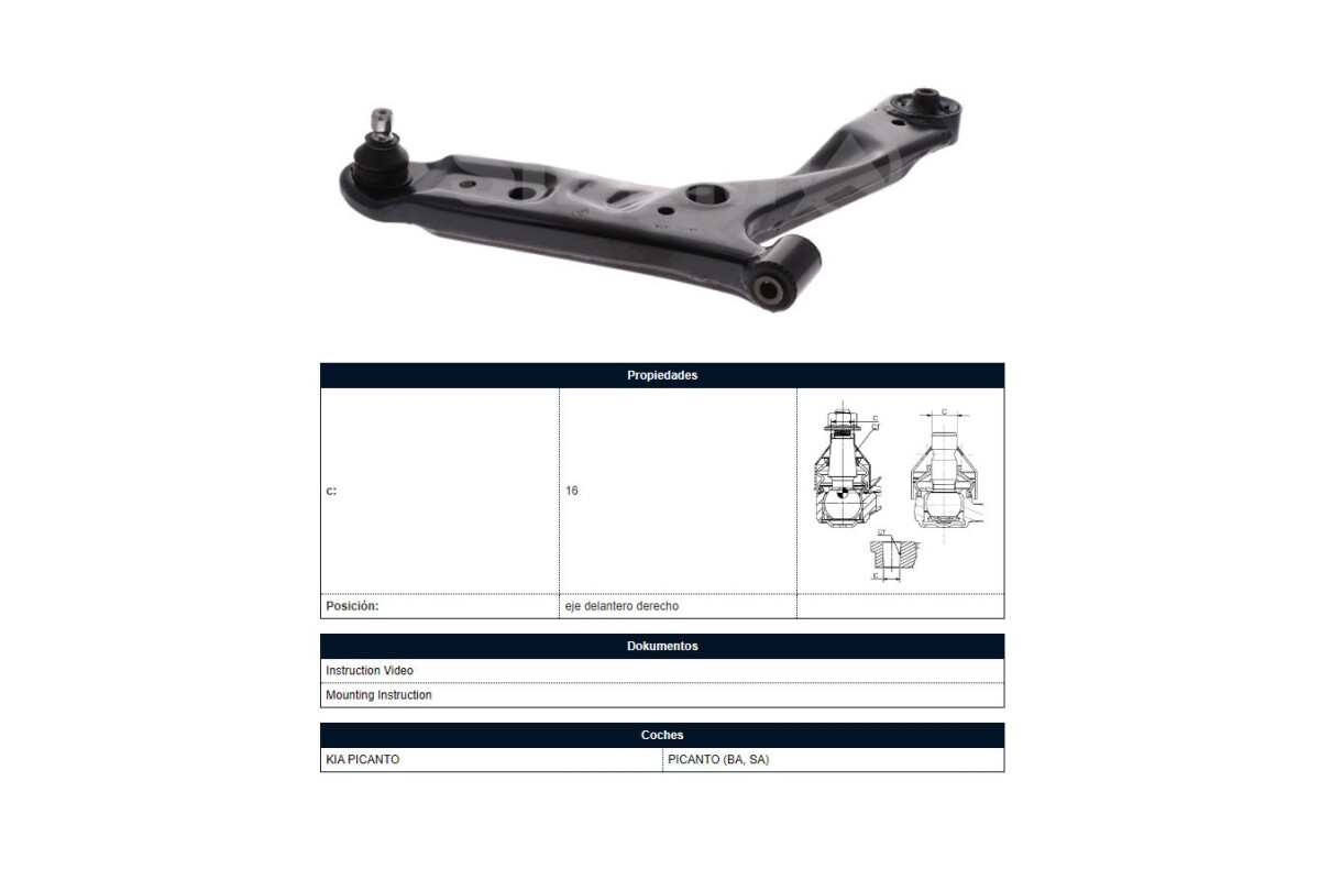 Parilla De Suspension Delantera Kia Picanto 07-08 Der Parilla De Suspension Delantera Kia Picanto 07-08 Der
