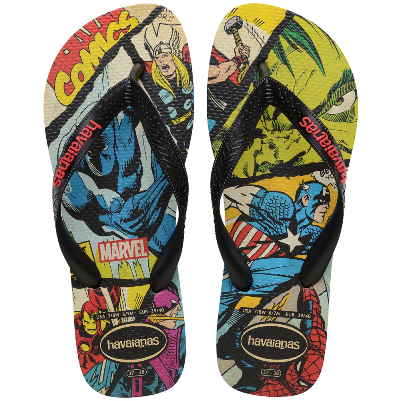 Sandalias Havaianas Top Marvel Classics Hombre Negro/negro/rojo