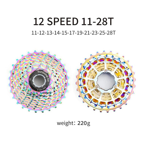 Sunshine - Cassette 12S 11T-28T - para Bicicletas de Carretera. Acero. 001