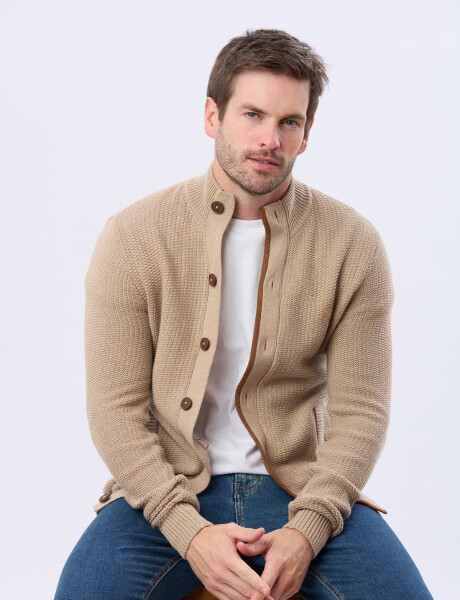 CARDIGAN GRUESO TEJIDO Beige