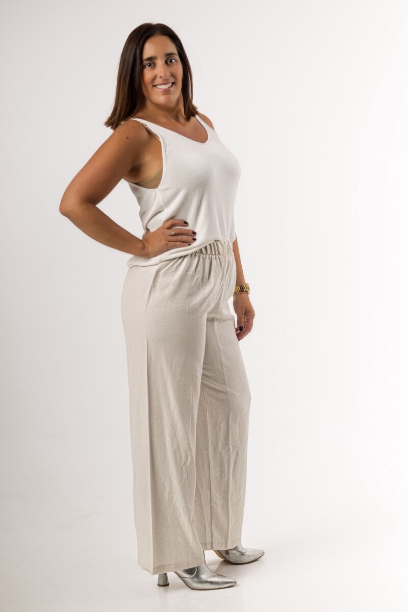 Pantalón liso de lino Made in Turquía de in - Crudo 