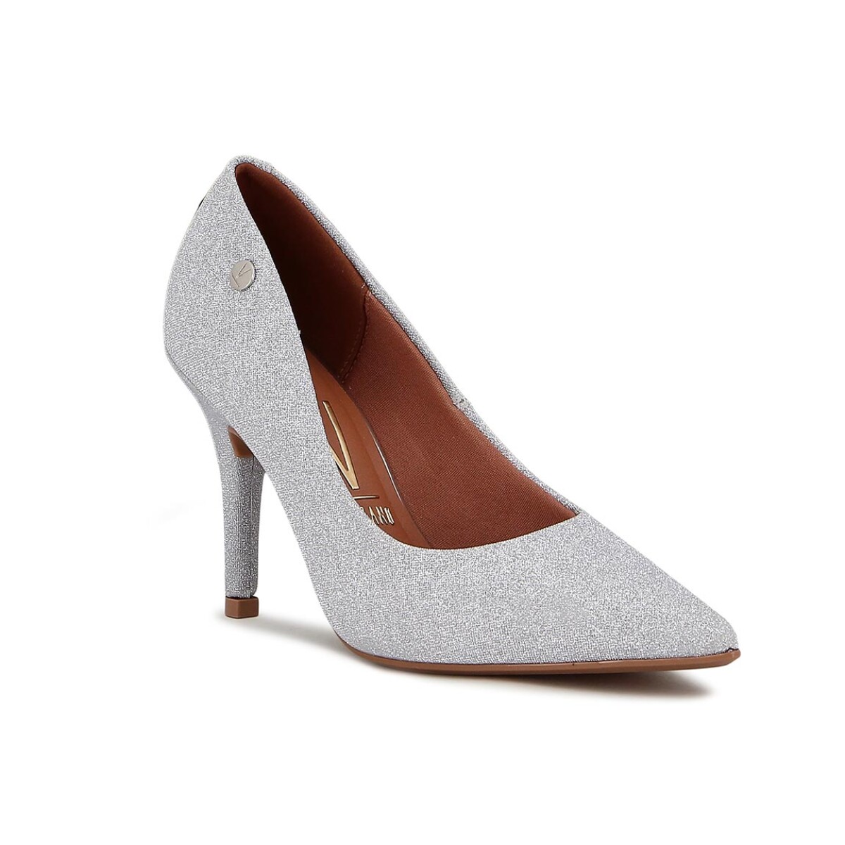 Zapato Formal Mujer Vizzano Clásico Taco Alto Brilloso - Plata 