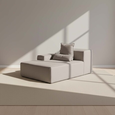 SOFÁ KAI 1 CUERPO TELA GRIS MODULAR CHAISE CON BRAZO IZQUIERDO