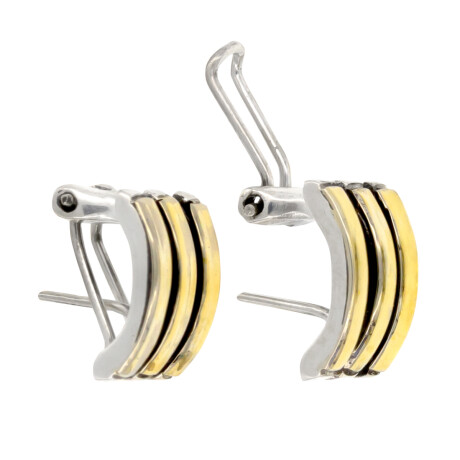 Par de caravanas de plata 925 ydouble en oro 18 ktes. Par de caravanas de plata 925 ydouble en oro 18 ktes.