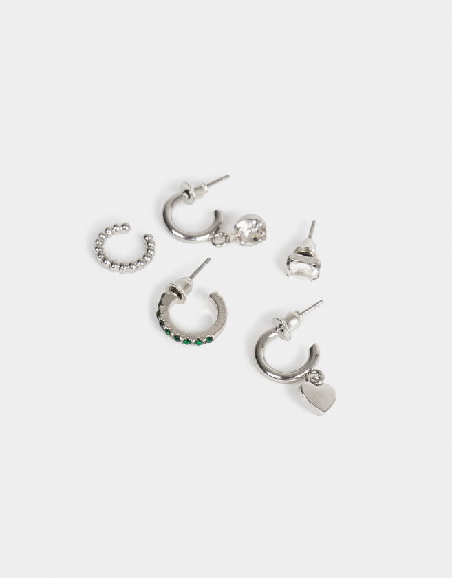 Aros Sets Con strass Set De Aros Con Strass Plateado - Plateado