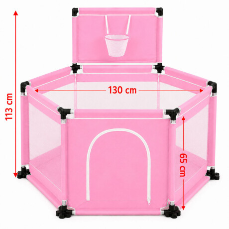 Corral Bebé Plegable Con Aro Basket Pelotero Seguro Rosa