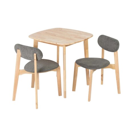 JUEGO DE COMEDOR MADERA NATURAL-BEIGE GREY