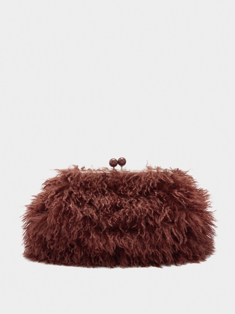 Bolso De Mano Efecto Pelo burdeos