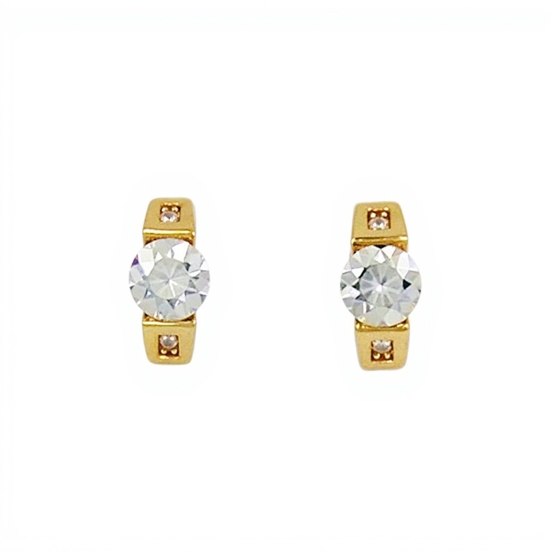 Caravanas Barras de oro - Oro bajo - Zirconia - CA8135 conpiedra