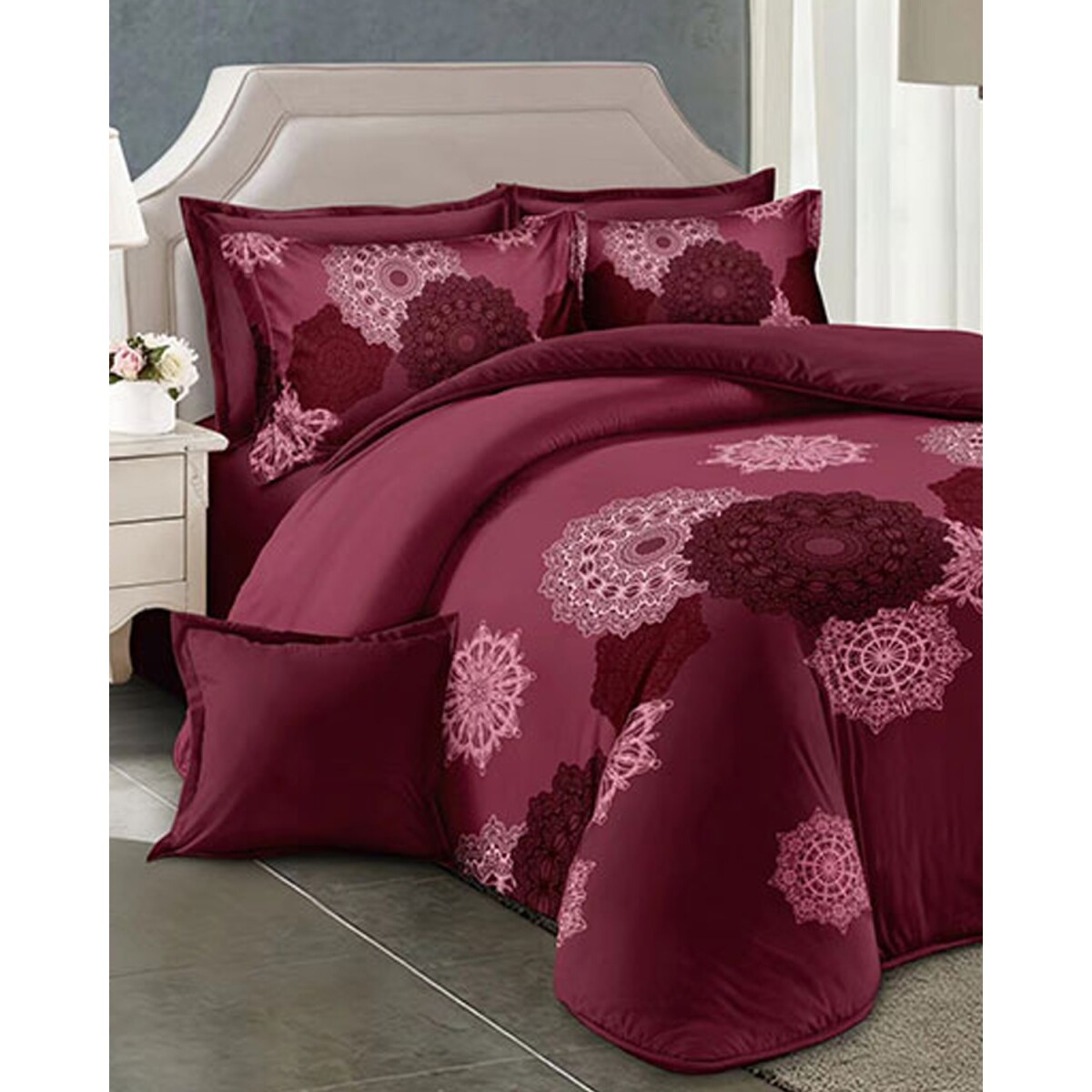 Juego de sábanas Cotton Flor Zyporah 2 plazas sommier 2.25 x 2.45mts - 312 