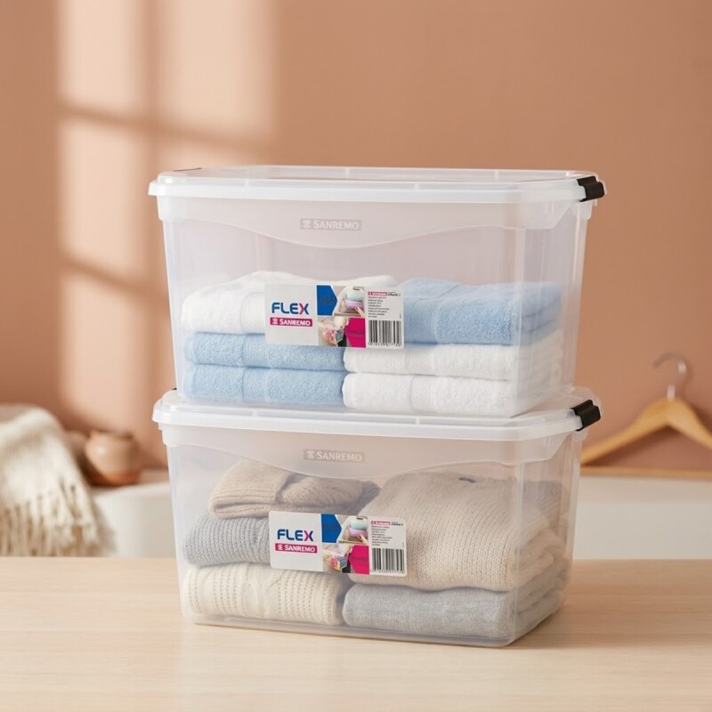 Set x2 Caja organizadora 68 lts TRANSPARENTE