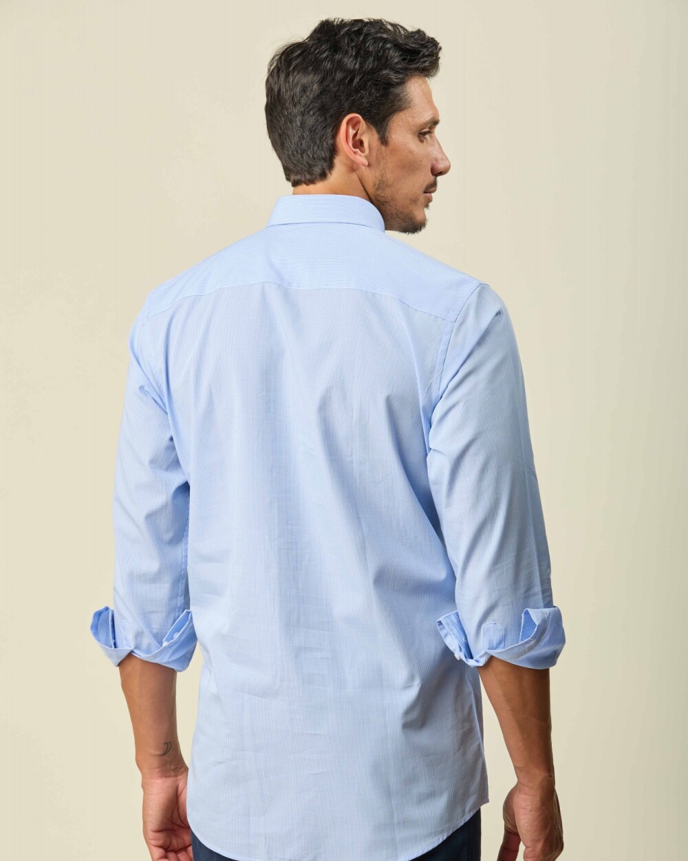 Camisa Sport Algodón Manga Larga Celeste Claro Fantasía