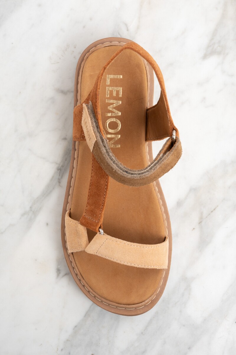 Sandalia Combinada Gamuza Mocha