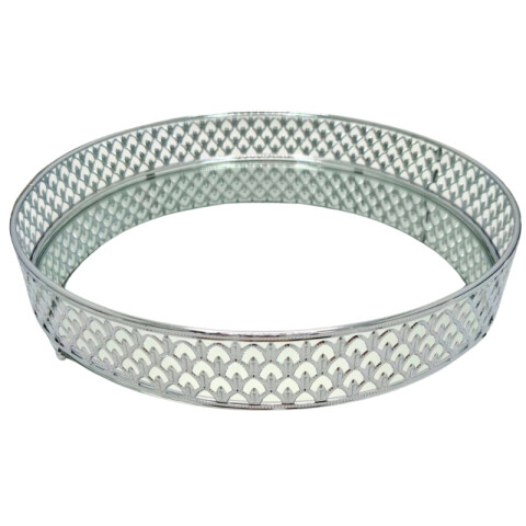 Bandeja Metalica Plateada de 35CM C/ Espejo Bandeja Metalica Plateada de 35CM C/ Espejo