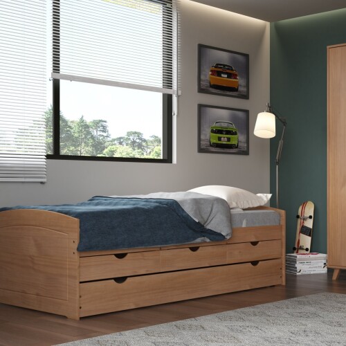 Cama Marinera 1 Plaza Con Cajones - Ulli Marron