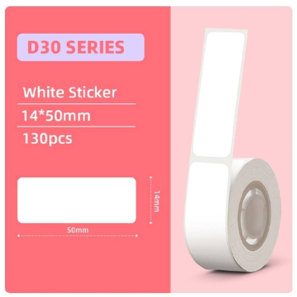 Etiqueta 14mm*50mm blanca impresora D30 130 uds. 