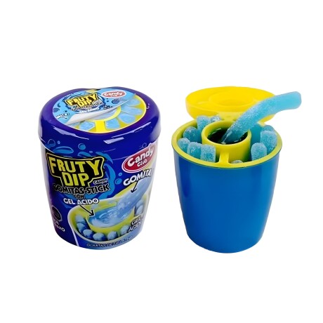 CARAMELO ACIDO MASTICABLE FUNKY DIP SOUR Display x8 Unidades Frutas Azules