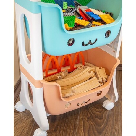 Mueble organizador infantil con 3 cajones y rueditas 95x35x39,5cm Blanco