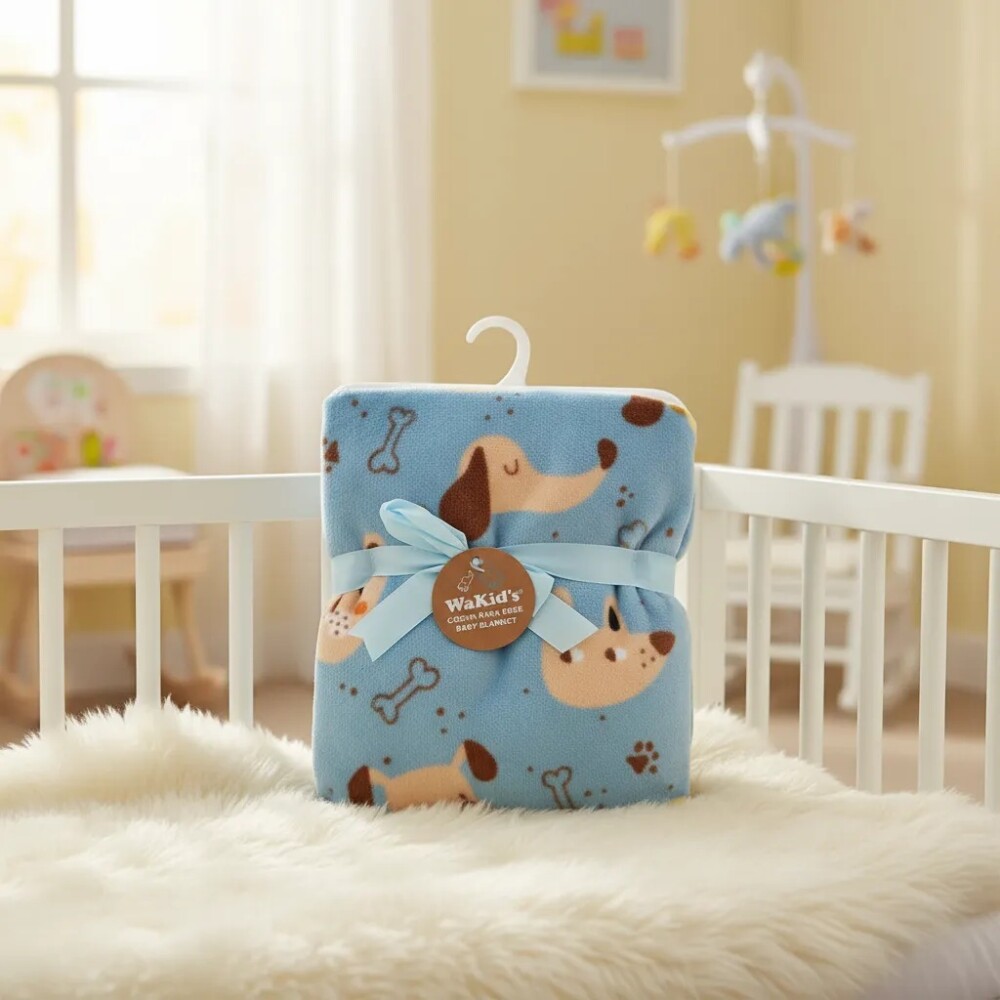 Manta fleece WAKIDS Celeste perritos