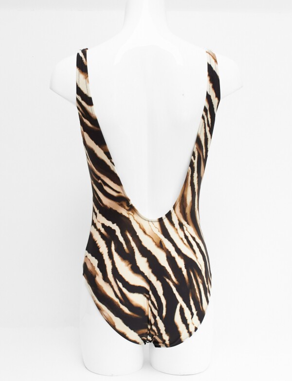 Malla Enteriza Con Escote V MULTI/MARRON