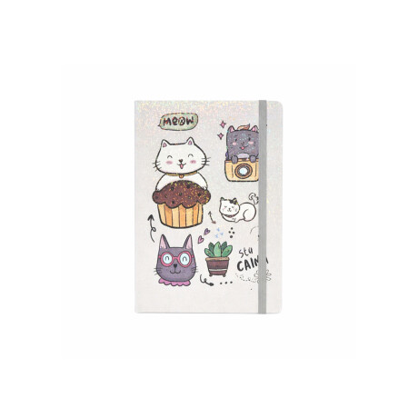 Cuaderno A5 con elastico gatito Gris