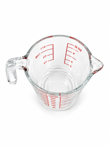 JARRA DE VIDRIO MEDIDRA 350ML TRANSPARENTE.