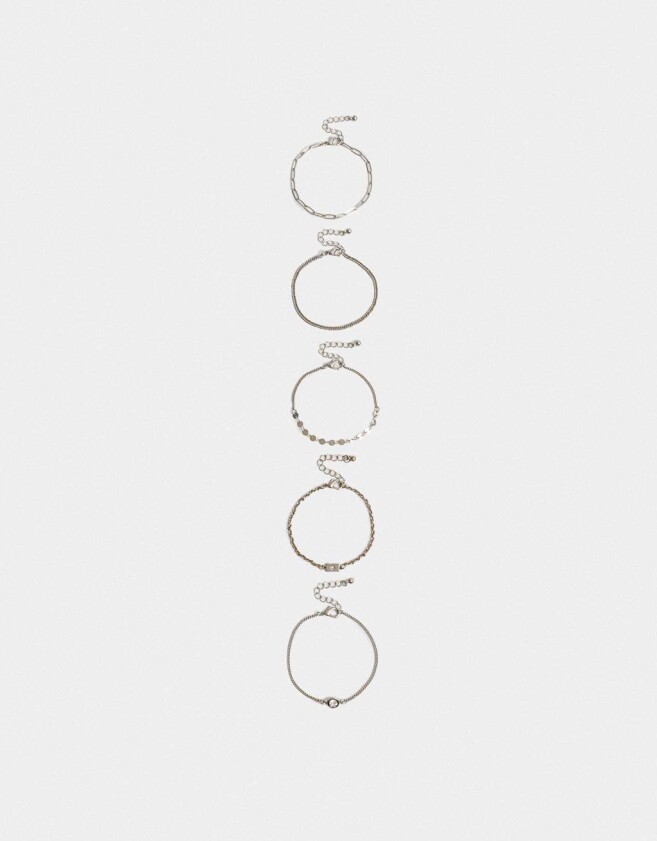 Pulseras Flexibles Sets Multi Cadenas Pulseras Flexibles Sets De Metal - Plateado