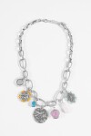 Collar cadena dijes medalla plateado