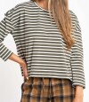 Remera Algodon Elastano Rayada Oliva