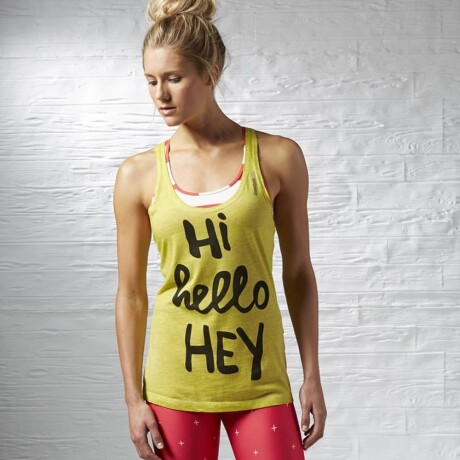 Musculosa Reebok Para Mujer Hi Hello Hey Deportes Yoga Danza Verde Lima