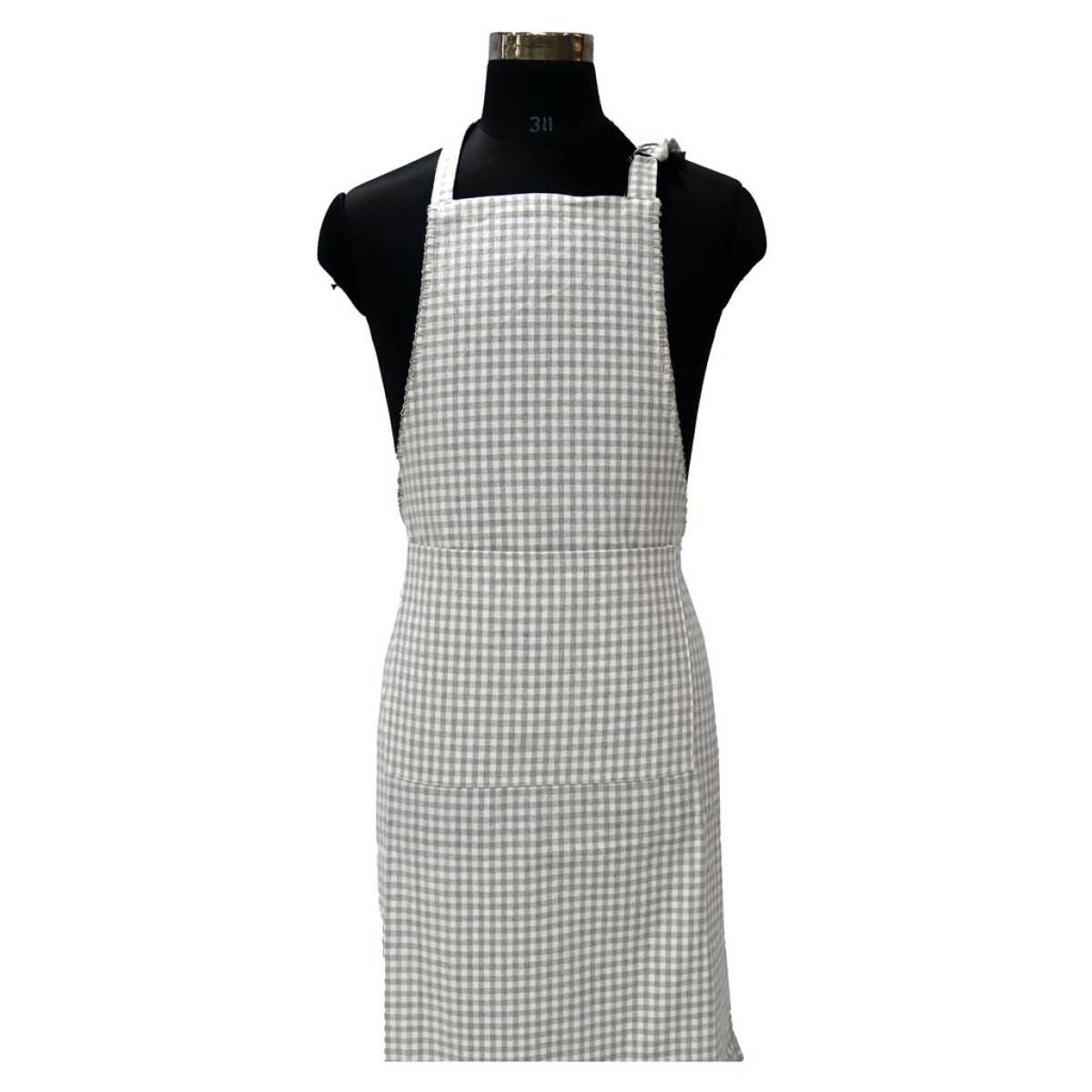 DELANTAL ALGODÓN 60X85CM CUADROS GRIS 