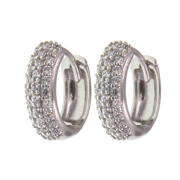 Caravanas / Aros de oro blanco 18k con circonias N0378W Caravanas / Aros de oro blanco 18k con circonias N0378W