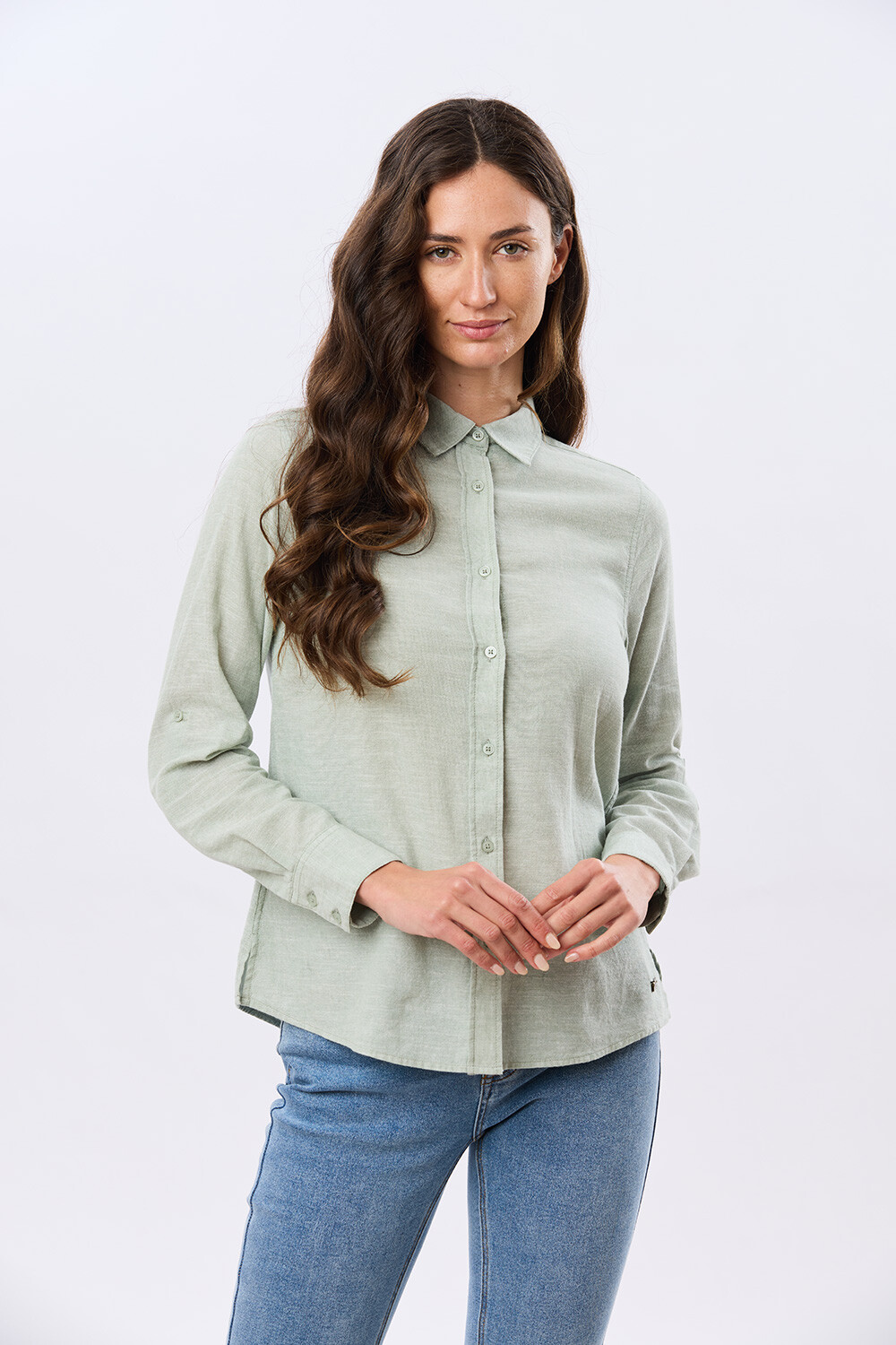 CAMISA LISA DE LINO Menta