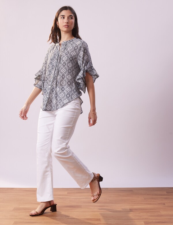 Blusa Manga Volado NEGRO/GRIS