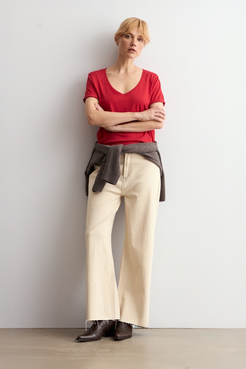 Remera escote en V rojo