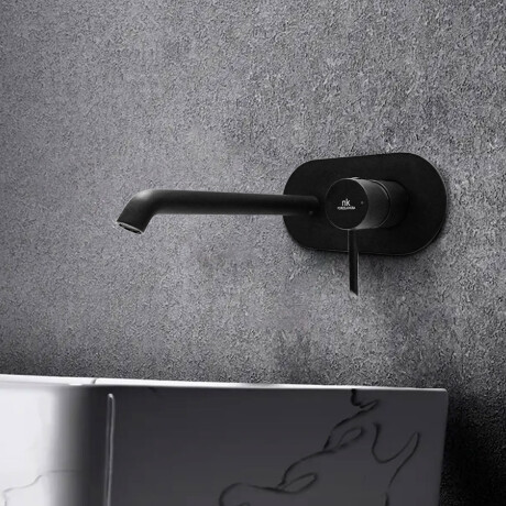 GRIFERIA LAVATORIO DE PARED NEGRO MATE LINEA ROUND NEGRO