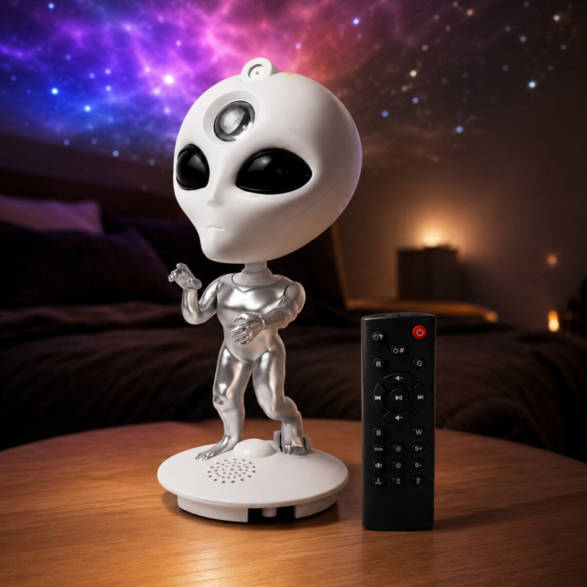 Lámpara Proyector Estrellas Alien Bluetooth Remoto 360 - Blanco 