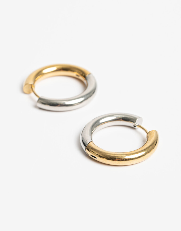 Aros Argollas Metal Argollas De Acero Bicolor - Combinacion Bicolor