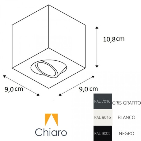 Aplique spot led DIMERIZABLE 10w CUBO de techo 3000K NEGRO