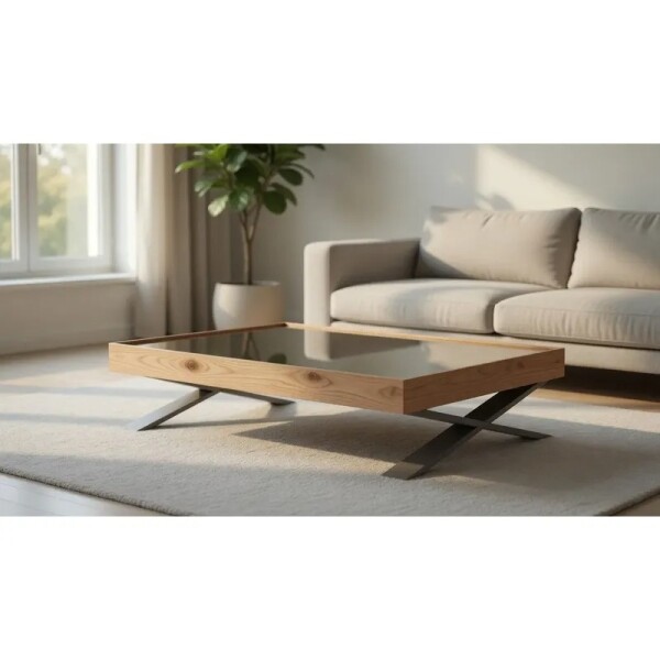 Mesa de centro con tapa de vidrio espejo Mesa de centro con tapa de vidrio espejo