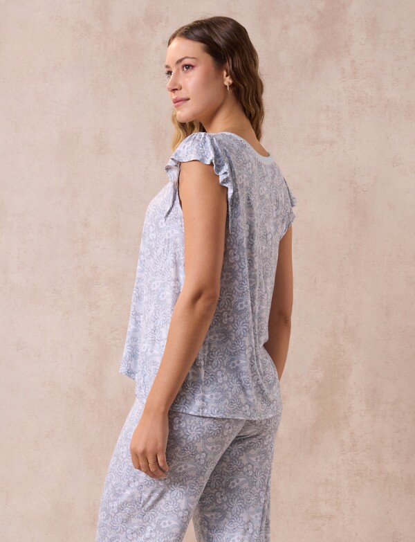 Pijama C/capri MULTI/VERDE AGUA