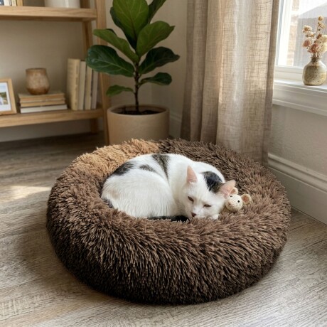Cama tipo dona para Perro/Gato 80 cm Marrón