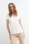 Remera m/c con broderie en cuello BLANCO