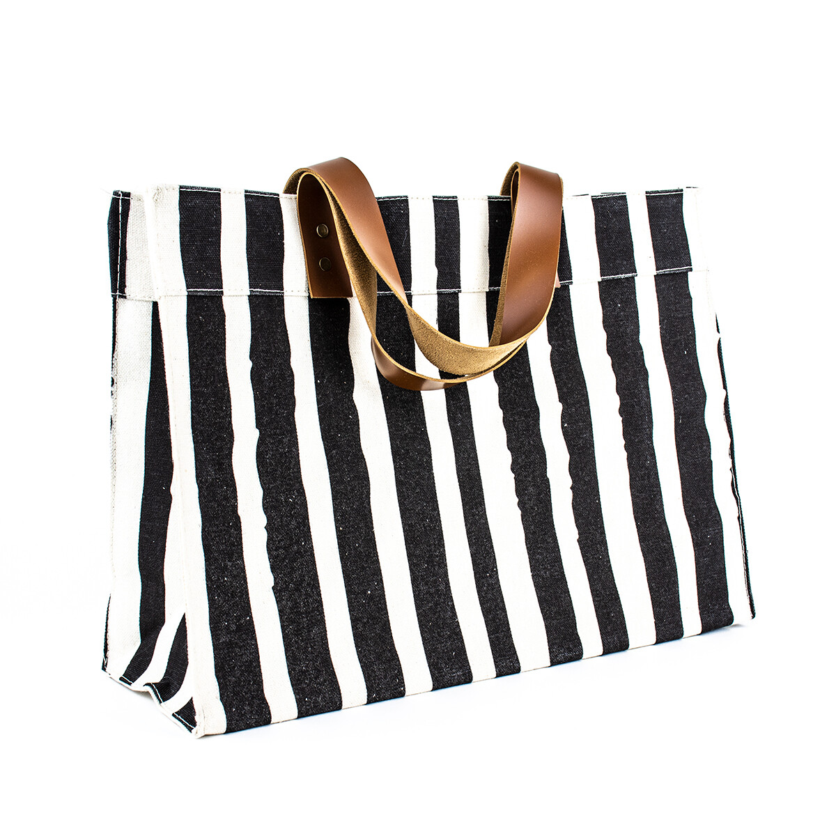 Bolso Rayas Negro Y Beige 