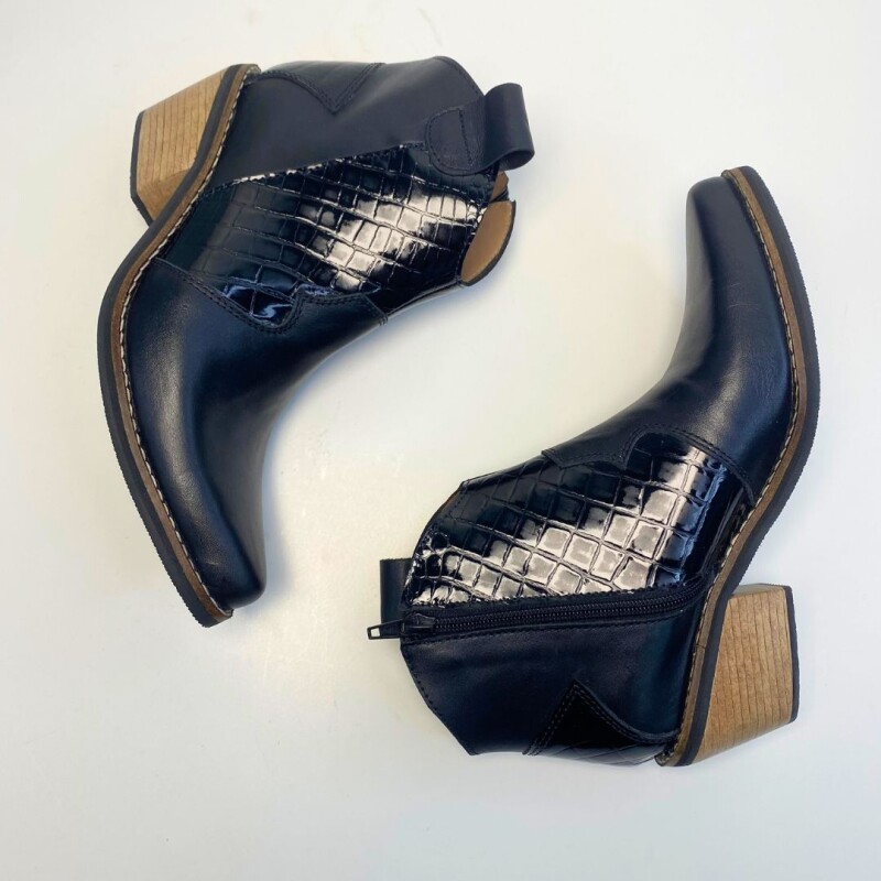 Bota Tejana Corta Negro/charol