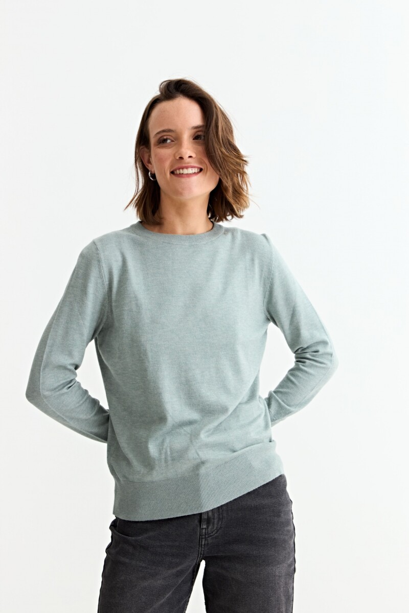Sweater con detalle en manga VERDE CLARO